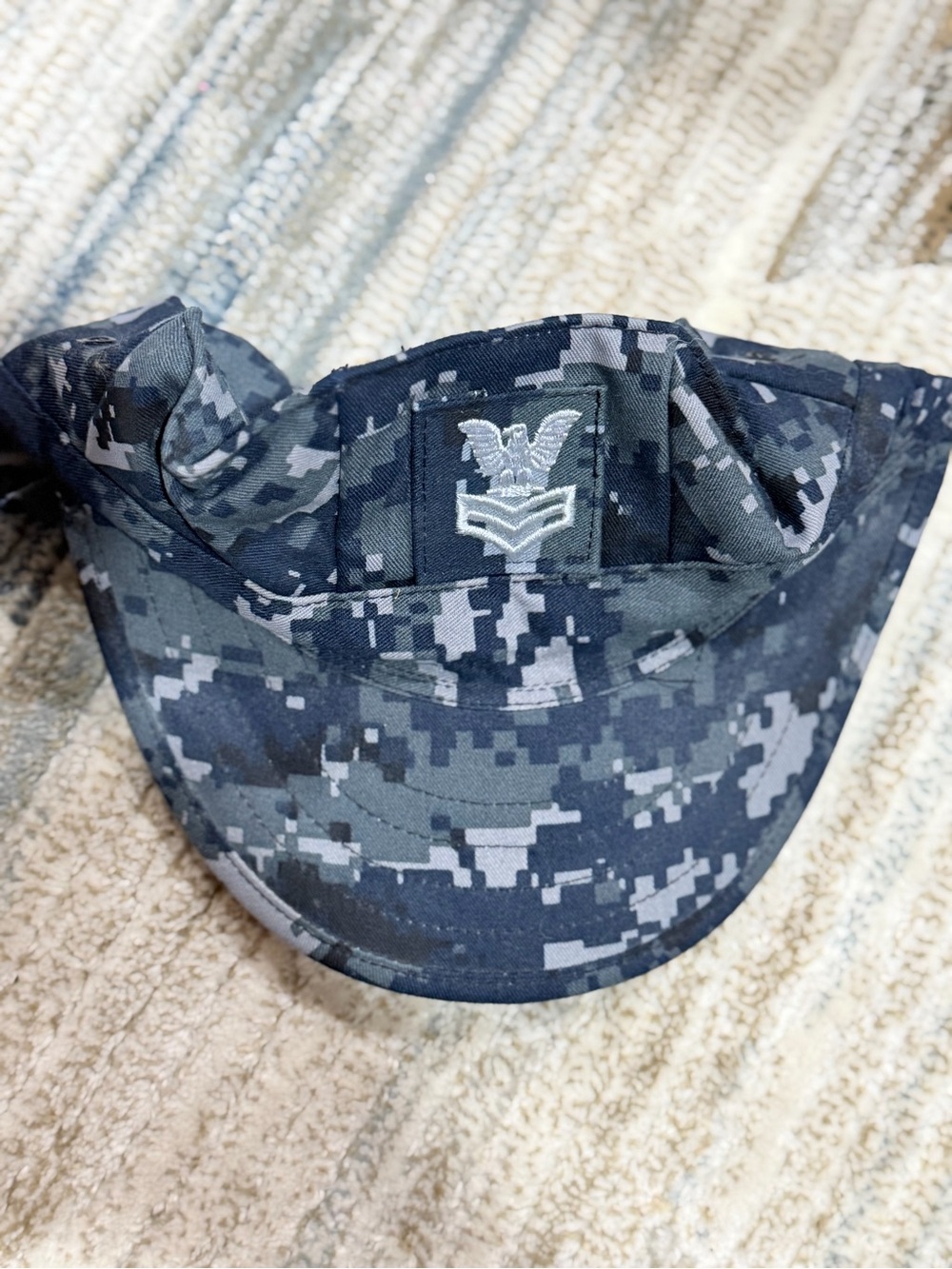 U.S. Army Navy Gray Digital Camo Patrol Cap with Embroidered Insignia